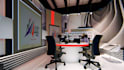design 3d radio studio, podcast studio, broadcast studio designs