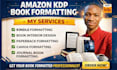do amazon KDP book formatting for ebook, kindle and paperback