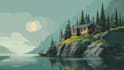 illustrate beautiful flat landscape illustration art