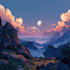 illustrate beautiful flat landscape illustration art