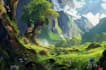 draw illustrate beautiful flat landscape illustration art