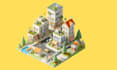 create low poly isometric environment, game asset, level design in ps1 ps2 style