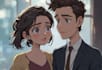 design a cute cartoon couple character