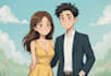 draw a cute cartoon couple avatar