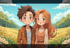 design cartoon couple illustration in HD