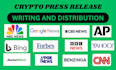 write a professional crypto  blockchain press release PR distribution