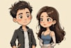 design a custom cute cartoon couple