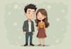 create a romantic cartoon couple drawing