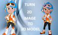 convert 2d concept image to 3d printable model for toy figurine, action figure