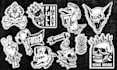 create black and white line art sticker illustration