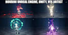 do game vfx for unity, unreal engine niagara realtime vfx, particle, game effect