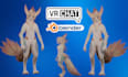 create stylized furry vr chat avatar, vtuber, 3d avatar, vr character nsfw