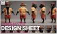 create a professional character design sheet with turnaround views