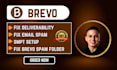 fix brevo email deliverability spam issues isp delivery  spf dkim, dmarc setup