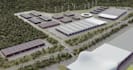 redesign commercial complex building, modern office rendering, industrial park