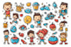 draw cartoon doodle stickers design
