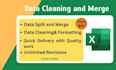 clean, format, merge, spilt and excel data and messy data