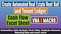create expense tracker, rent roll, tenant ledger and cash flow spreadsheet