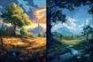 draw a natural landscape and background illustration