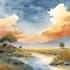 draw a watercolor landscape illustration