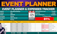 design a wedding event planner and tracker google sheets spread sheet template
