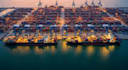 do 3d seaport, ship port, container terminal, docking system and crane operation