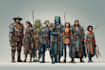 do group party character art, dnd party