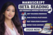 beta read your romance, sci fi or dark fantasy  with depth manuscript feedback