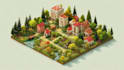 draw unique isometric map illustration flat design 2d isometric map