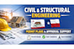 be licensed civil and structural engineer pe for california, and texas projects