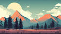 create a vector design flat mountain landscape