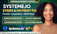 fix german systeme io stripe payment automation issues and sales funnel setup