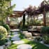 design landscape, terrace, backyard, pool, and patio
