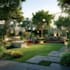 design landscape, terrace, backyard, pool, and patio