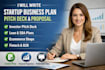 write startup business plan pitch deck proposal, loan plan ecommerce fintech b2b