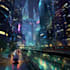 draw a cyberpunk futuristic city art