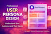 design UX user journey map, persona and wireframes