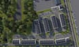 design community siteplan, townhouse development rendering, modern villa garage