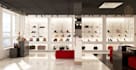 internal 3d bag store ,shopping mall design,wall art decor,display shelve render