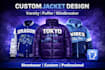 design custom varsity jacket, puffer jacket, leather jacket and windbreaker