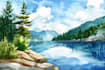design watercolor landscape illustration