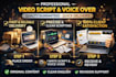 write scripts and provide voiceover for youtube videos
