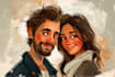 design romantic cartoon couple illustration