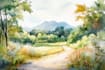 illustrate a watercolor landscape illustration
