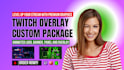 design twitch overlay, logo, panels, stream pack, branding kit, kick graphics