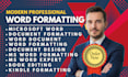 format microsoft word document, kindle formatting book editing ms word design