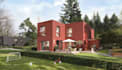 render residential community, site plan layout, townhouse design,cgi aerial view