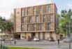 repurpose residential building,apartment complex rendering,modern facade remodel