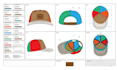 make custom flat sketch hat trucker, snapback, dad caps tech packs with mockup
