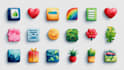 create illustrated watercolor icons